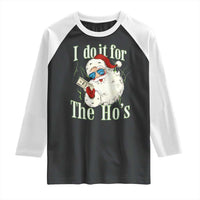 I Do It For The Hos Raglan Shirt Rude Offensive Christmas Santa Face Retro Bootleg - Wonder Print Shop