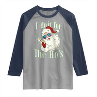 I Do It For The Hos Raglan Shirt Rude Offensive Christmas Santa Face Retro Bootleg - Wonder Print Shop