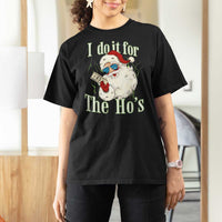 I Do It For The Hos T Shirt For Women Rude Offensive Christmas Santa Face Retro Bootleg - Wonder Print Shop