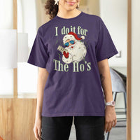 I Do It For The Hos T Shirt For Women Rude Offensive Christmas Santa Face Retro Bootleg - Wonder Print Shop