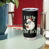 I Do It For The Hos Tumbler Cup Rude Offensive Christmas Santa Face Retro Bootleg - Wonder Print Shop