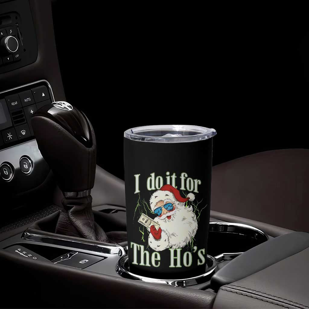 I Do It For The Hos Tumbler Cup Rude Offensive Christmas Santa Face Retro Bootleg - Wonder Print Shop