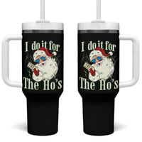I Do It For The Hos Tumbler With Handle Rude Offensive Christmas Santa Face Retro Bootleg - Wonder Print Shop