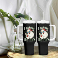 I Do It For The Hos Tumbler With Handle Rude Offensive Christmas Santa Face Retro Bootleg - Wonder Print Shop