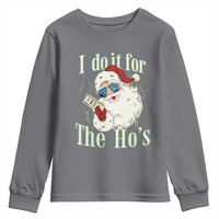 I Do It For The Hos Youth Sweatshirt Rude Offensive Christmas Santa Face Retro Bootleg - Wonder Print Shop