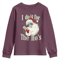 I Do It For The Hos Youth Sweatshirt Rude Offensive Christmas Santa Face Retro Bootleg - Wonder Print Shop