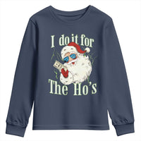 I Do It For The Hos Youth Sweatshirt Rude Offensive Christmas Santa Face Retro Bootleg - Wonder Print Shop