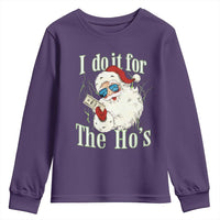 I Do It For The Hos Youth Sweatshirt Rude Offensive Christmas Santa Face Retro Bootleg - Wonder Print Shop