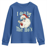 I Do It For The Hos Youth Sweatshirt Rude Offensive Christmas Santa Face Retro Bootleg - Wonder Print Shop