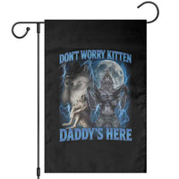Funny Alpha Wolf Garden Flag Don't Worry Kitten Daddy's Here 90s Vintage Bootleg - Wonder Print Shop