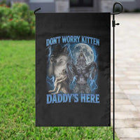 Funny Alpha Wolf Garden Flag Don't Worry Kitten Daddy's Here 90s Vintage Bootleg - Wonder Print Shop