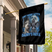 Funny Alpha Wolf Garden Flag Don't Worry Kitten Daddy's Here 90s Vintage Bootleg - Wonder Print Shop
