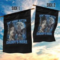 Funny Alpha Wolf Garden Flag Don't Worry Kitten Daddy's Here 90s Vintage Bootleg - Wonder Print Shop