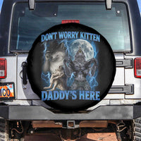 Funny Alpha Wolf Spare Tire Cover Don't Worry Kitten Daddy's Here 90s Vintage Bootleg - Wonder Print Shop
