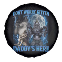 Funny Alpha Wolf Spare Tire Cover Don't Worry Kitten Daddy's Here 90s Vintage Bootleg - Wonder Print Shop