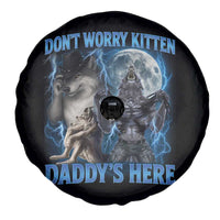 Funny Alpha Wolf Spare Tire Cover Don't Worry Kitten Daddy's Here 90s Vintage Bootleg - Wonder Print Shop