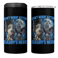 Funny Alpha Wolf 4 in 1 Can Cooler Tumbler Don't Worry Kitten Daddy's Here 90s Vintage Bootleg - Wonder Print Shop