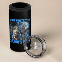 Funny Alpha Wolf 4 in 1 Can Cooler Tumbler Don't Worry Kitten Daddy's Here 90s Vintage Bootleg - Wonder Print Shop