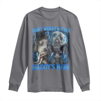 Funny Alpha Wolf Long Sleeve Shirt Don't Worry Kitten Daddy's Here 90s Vintage Bootleg - Wonder Print Shop