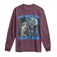 Funny Alpha Wolf Long Sleeve Shirt Don't Worry Kitten Daddy's Here 90s Vintage Bootleg - Wonder Print Shop