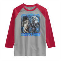 Funny Alpha Wolf Raglan Shirt Don't Worry Kitten Daddy's Here 90s Vintage Bootleg - Wonder Print Shop