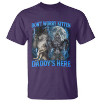 Funny Alpha Wolf T Shirt Don't Worry Kitten Daddy's Here 90s Vintage Bootleg - Wonder Print Shop