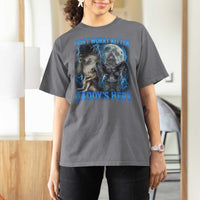Funny Alpha Wolf T Shirt For Women Don't Worry Kitten Daddy's Here 90s Vintage Bootleg - Wonder Print Shop
