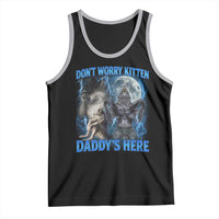 Funny Alpha Wolf Tank Top Don't Worry Kitten Daddy's Here 90s Vintage Bootleg - Wonder Print Shop