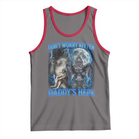 Funny Alpha Wolf Tank Top Don't Worry Kitten Daddy's Here 90s Vintage Bootleg - Wonder Print Shop