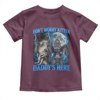 Funny Alpha Wolf Toddler T Shirt Don't Worry Kitten Daddy's Here 90s Vintage Bootleg - Wonder Print Shop