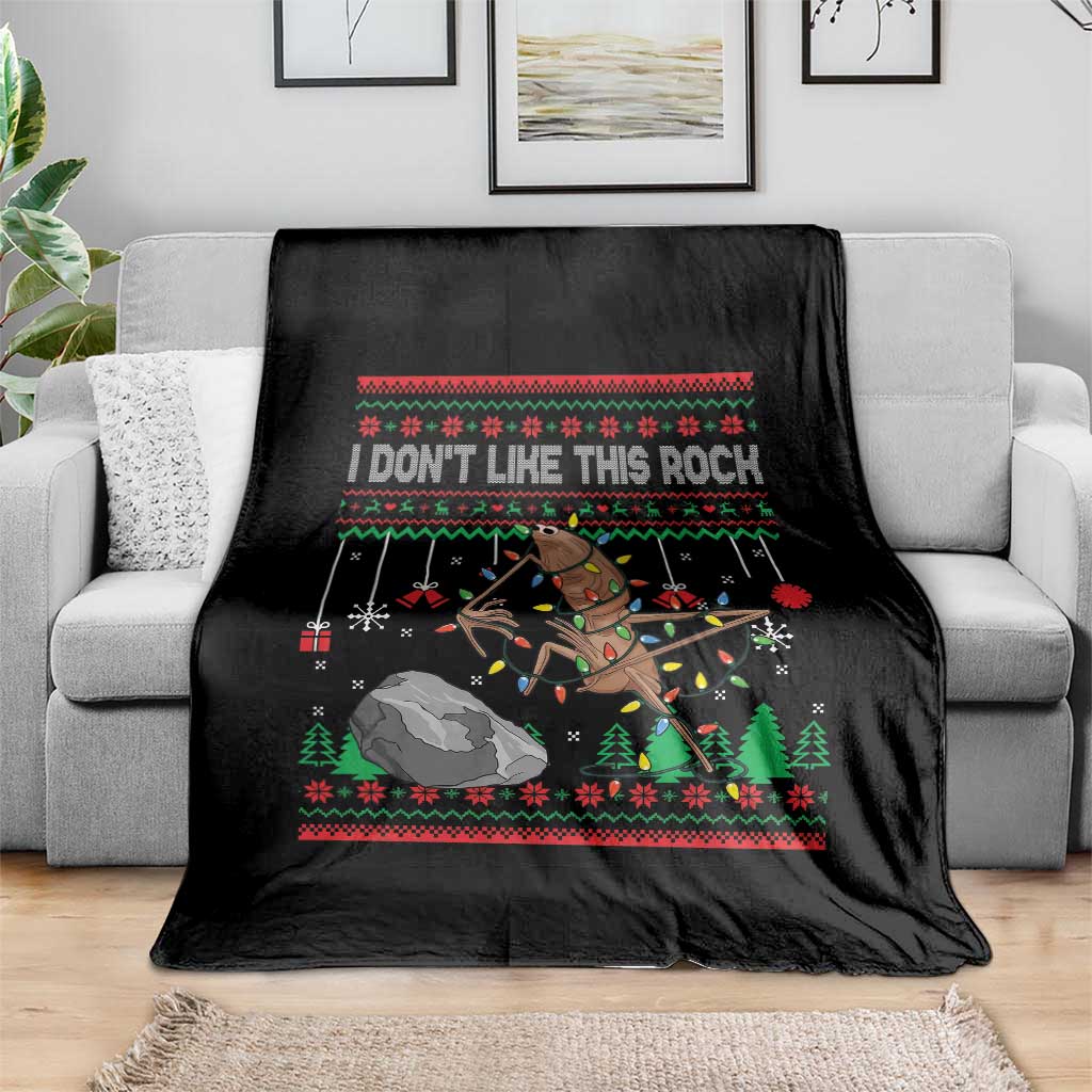 Christmas Marcus The Worm Meme Throw Blanket I Dont Like This Rock Brainrot Funny Ugly Xmas - Wonder Print Shop