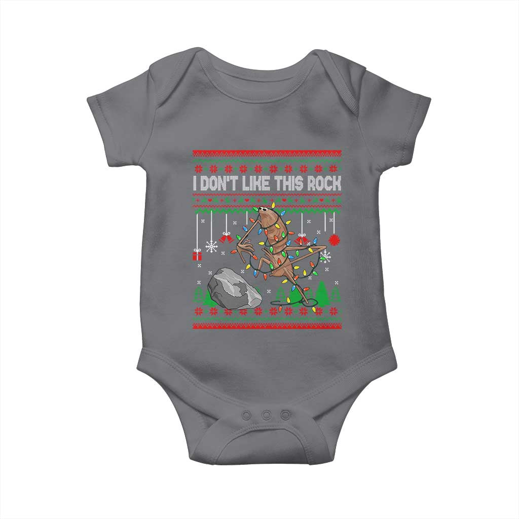 Christmas Marcus The Worm Meme Baby Onesie I Dont Like This Rock Brainrot Funny Ugly Xmas - Wonder Print Shop