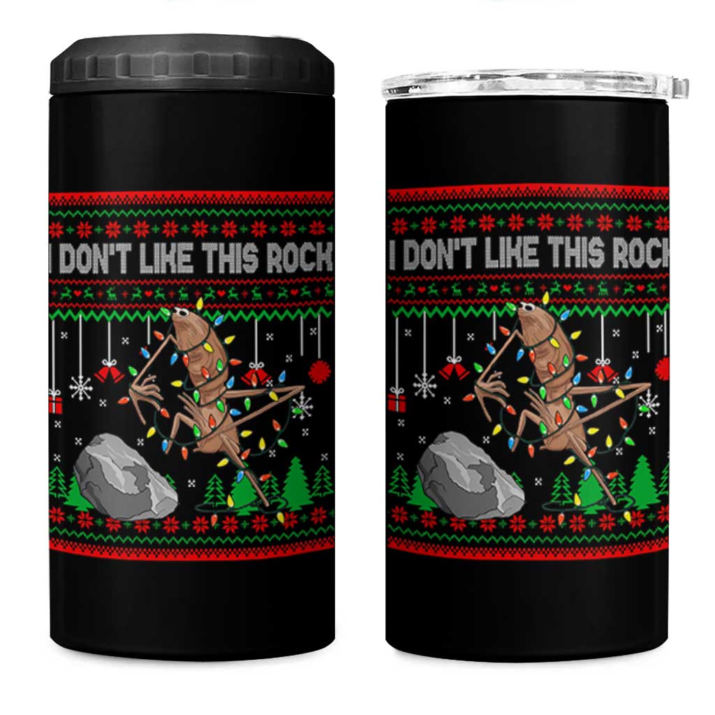 Christmas Marcus The Worm Meme 4 in 1 Can Cooler Tumbler I Dont Like This Rock Brainrot Funny Ugly Xmas - Wonder Print Shop