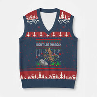 Xmas Marcus The Worm Meme V-Neck Knit Sweater Vest I Dont Like This Rock Brainrot Funny Ugly Xmas - Wonder Print Shop