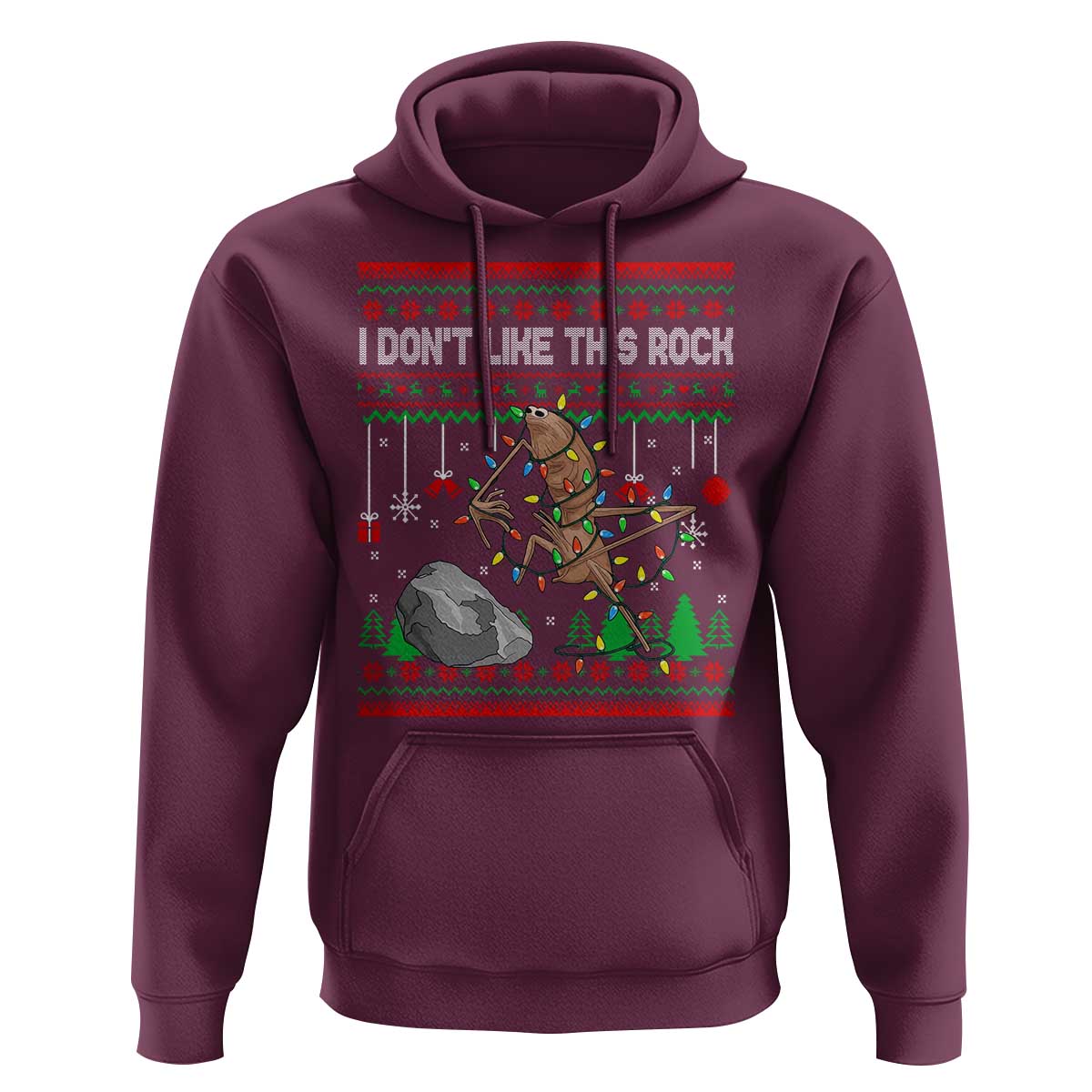 Christmas Marcus The Worm Meme Hoodie I Dont Like This Rock Brainrot Funny Ugly Xmas - Wonder Print Shop