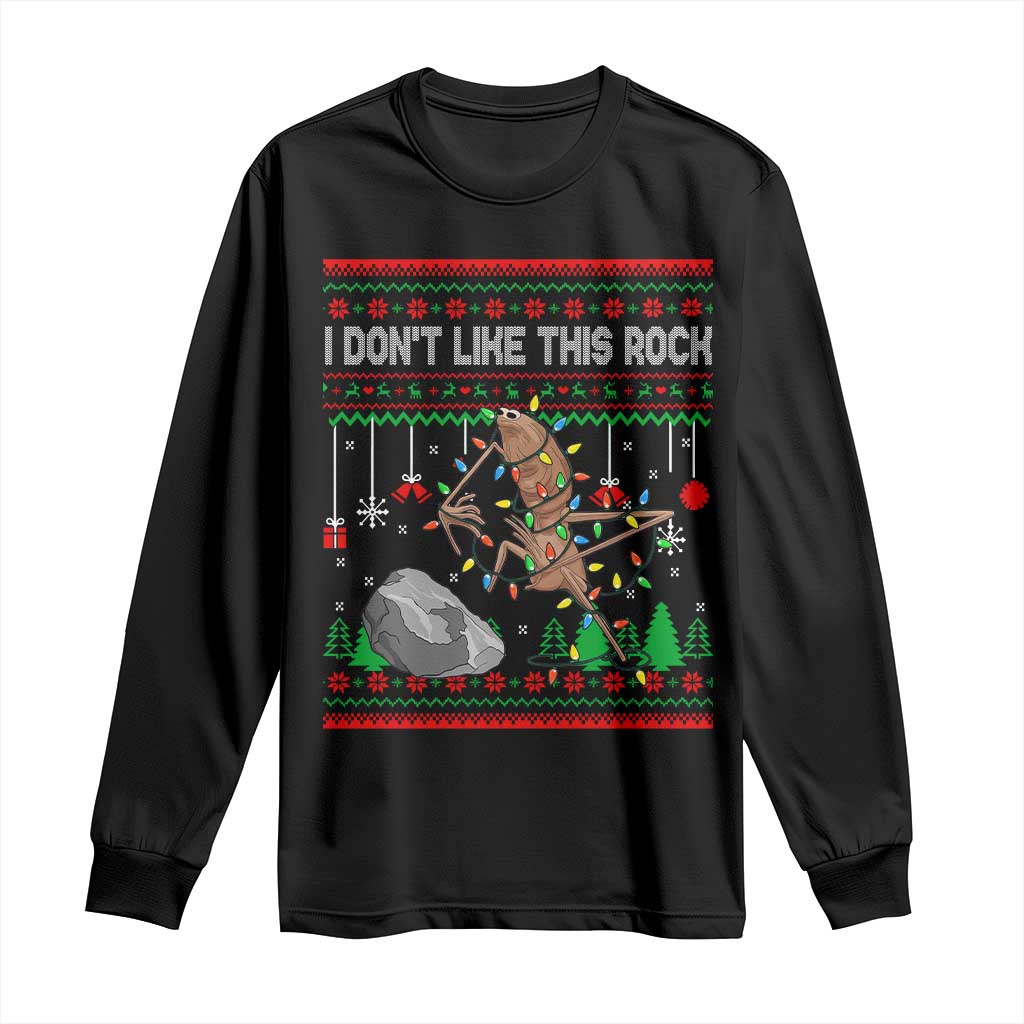 Christmas Marcus The Worm Meme Long Sleeve Shirt I Dont Like This Rock Brainrot Funny Ugly Xmas - Wonder Print Shop