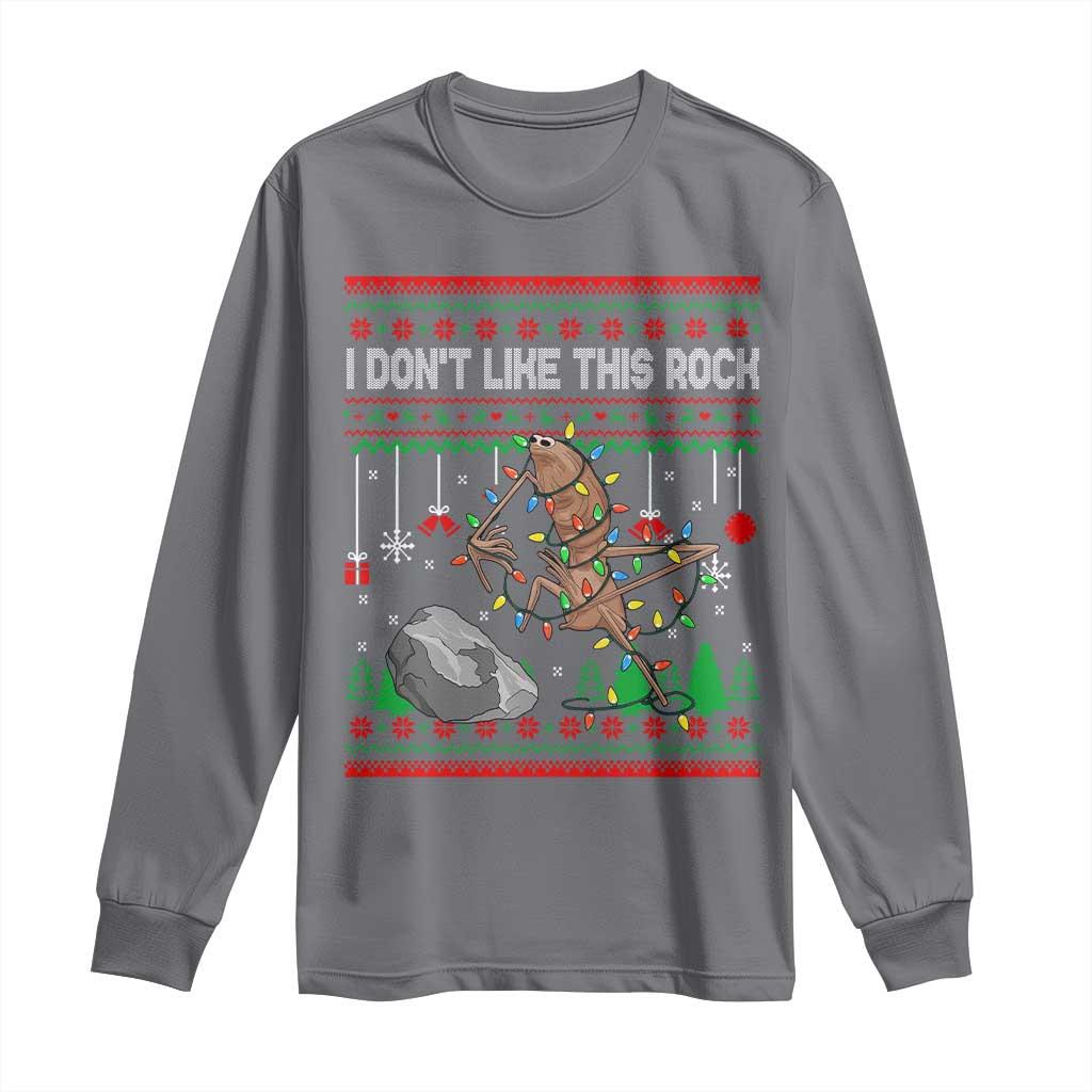 Christmas Marcus The Worm Meme Long Sleeve Shirt I Dont Like This Rock Brainrot Funny Ugly Xmas - Wonder Print Shop