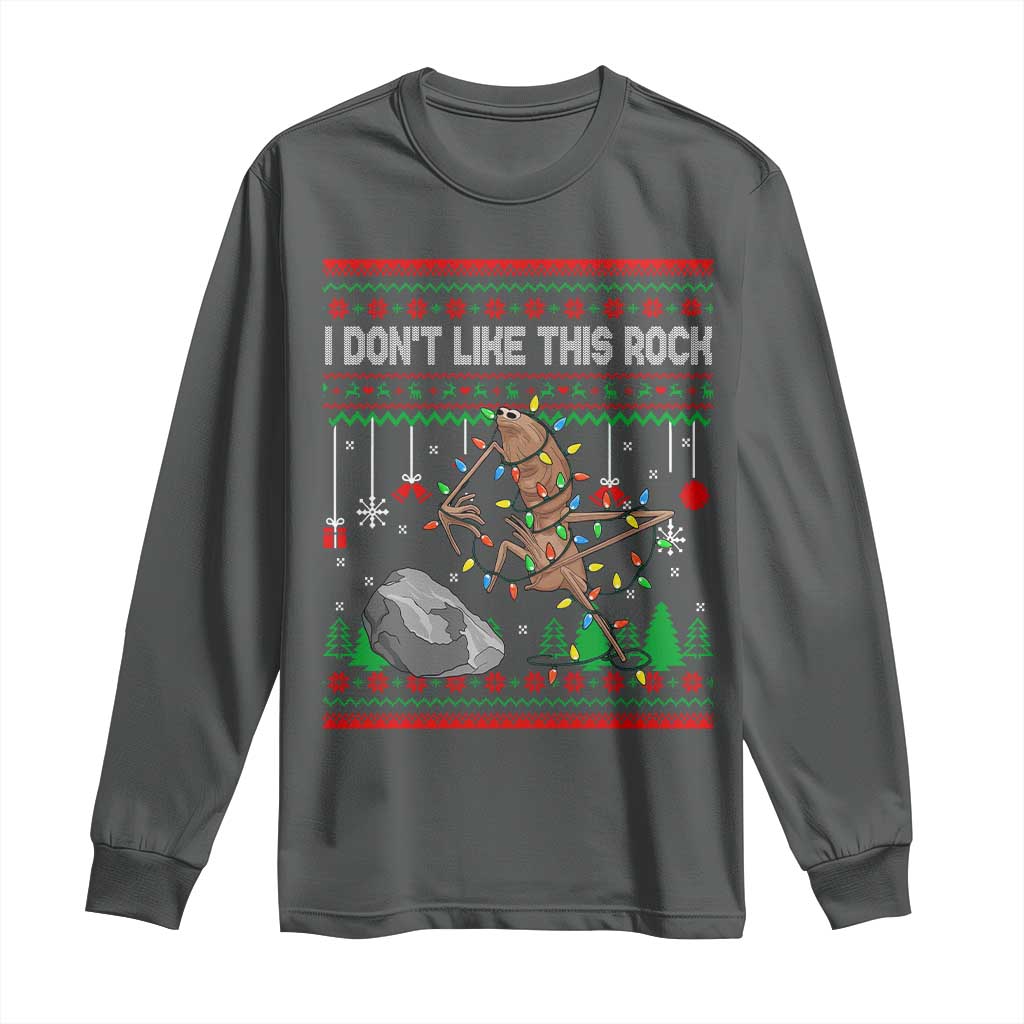 Christmas Marcus The Worm Meme Long Sleeve Shirt I Dont Like This Rock Brainrot Funny Ugly Xmas - Wonder Print Shop