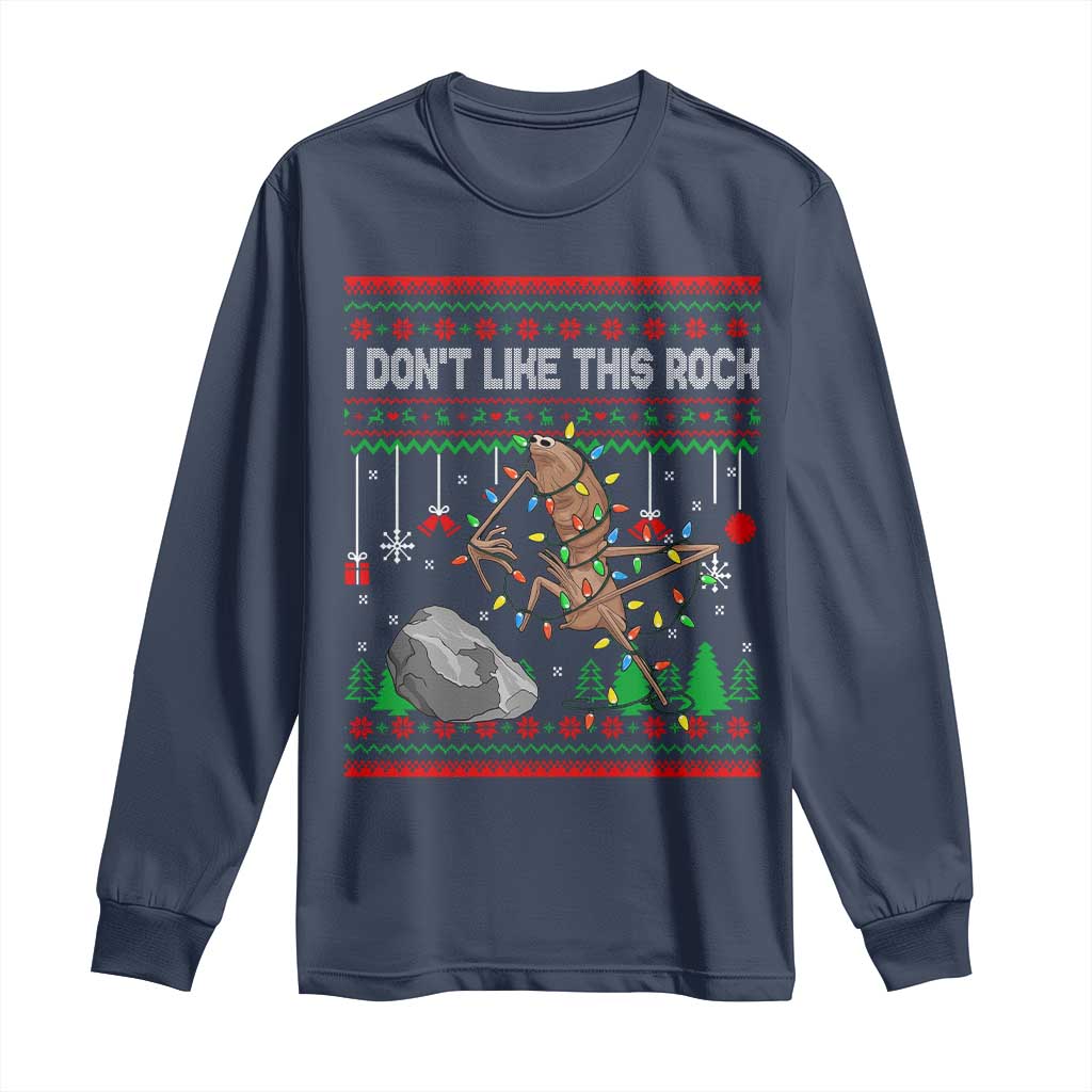 Christmas Marcus The Worm Meme Long Sleeve Shirt I Dont Like This Rock Brainrot Funny Ugly Xmas - Wonder Print Shop