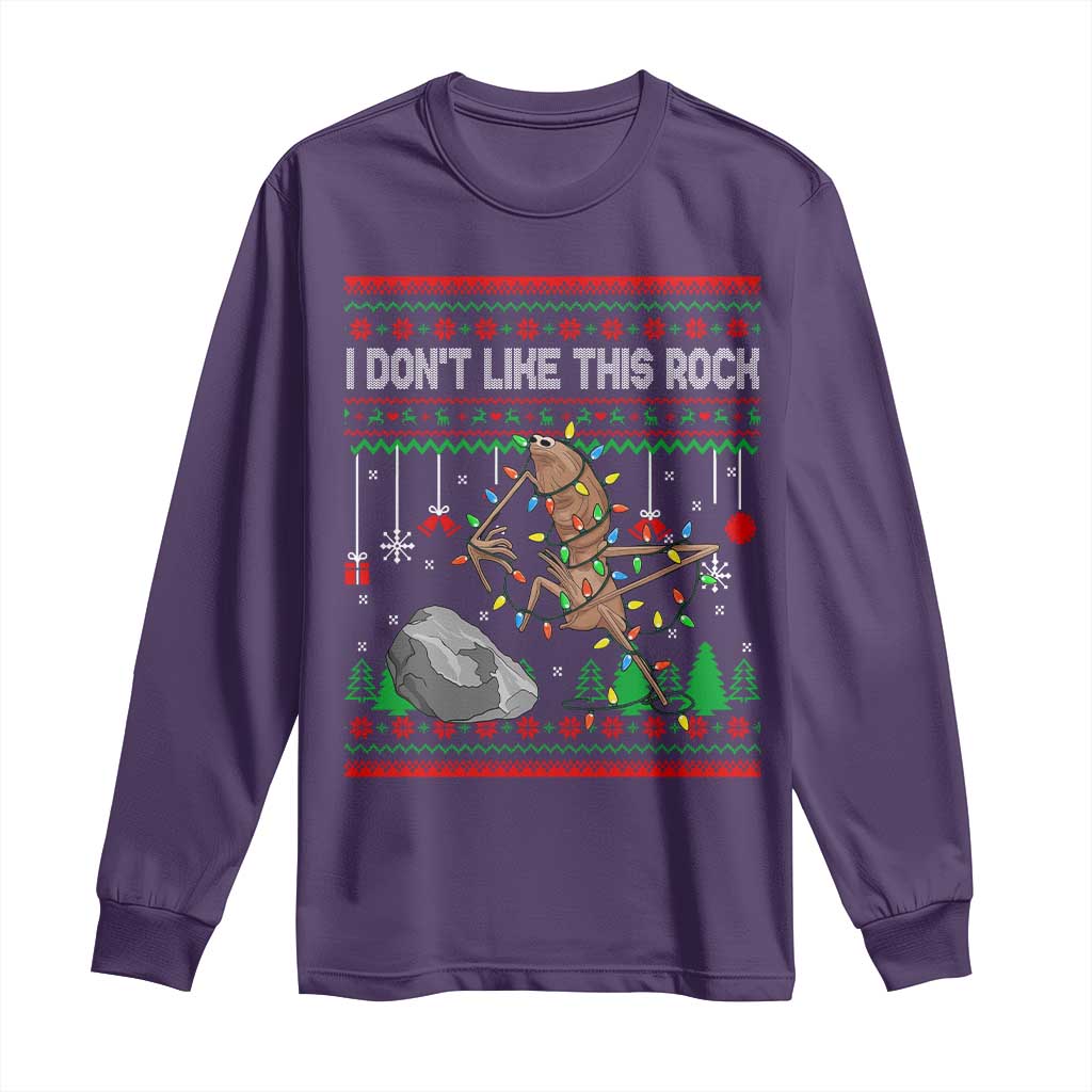 Christmas Marcus The Worm Meme Long Sleeve Shirt I Dont Like This Rock Brainrot Funny Ugly Xmas - Wonder Print Shop