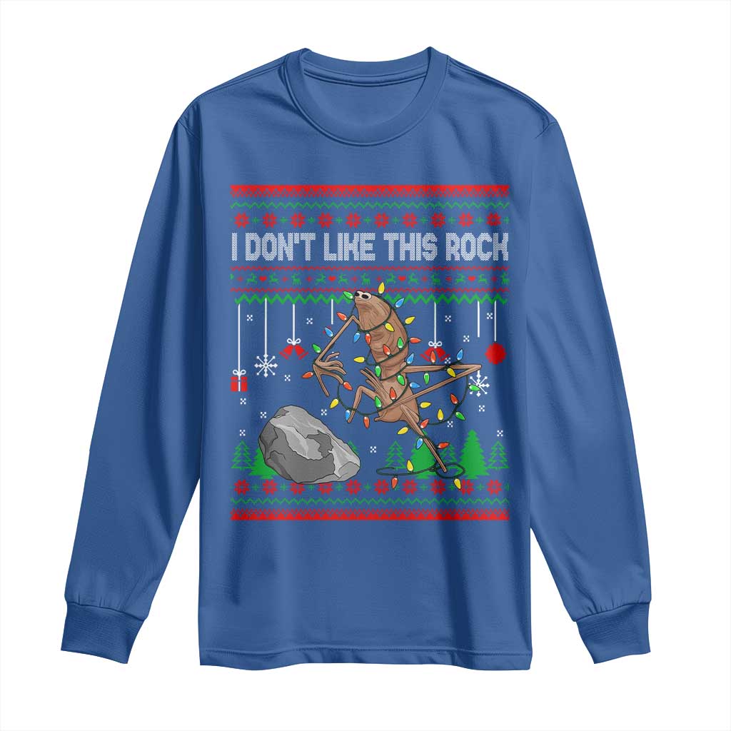 Christmas Marcus The Worm Meme Long Sleeve Shirt I Dont Like This Rock Brainrot Funny Ugly Xmas - Wonder Print Shop