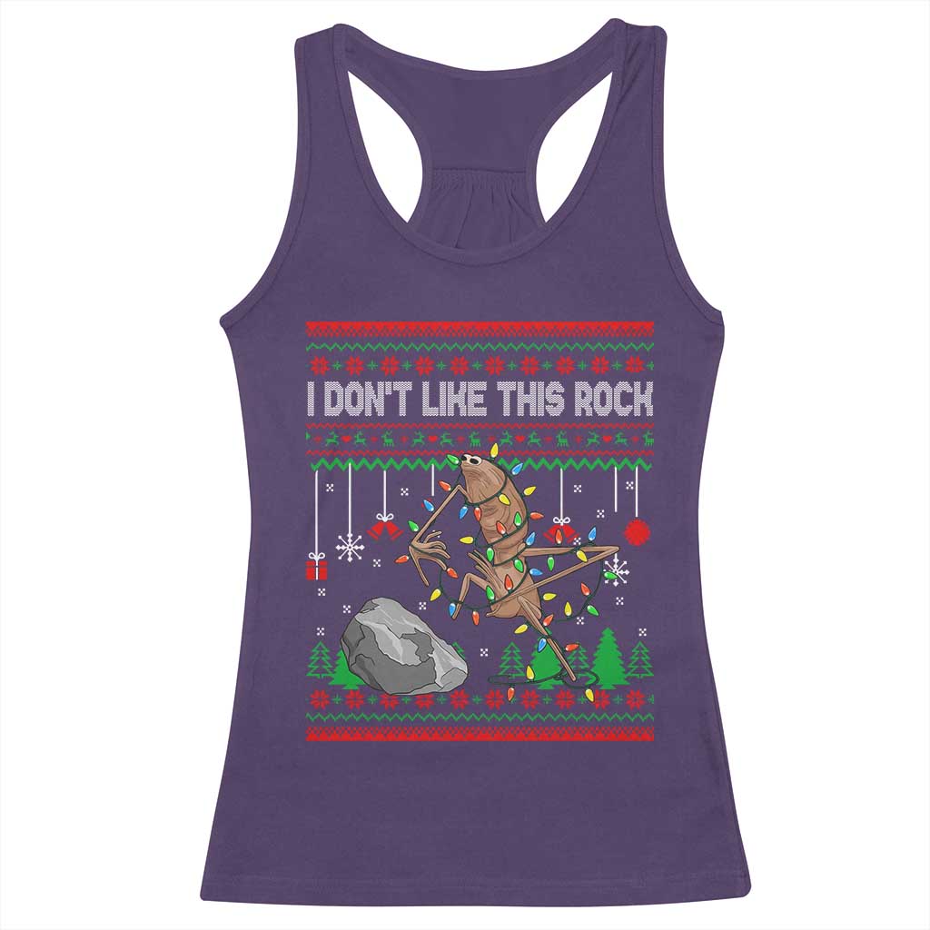 Christmas Marcus The Worm Meme Racerback Tank Top I Dont Like This Rock Brainrot Funny Ugly Xmas - Wonder Print Shop