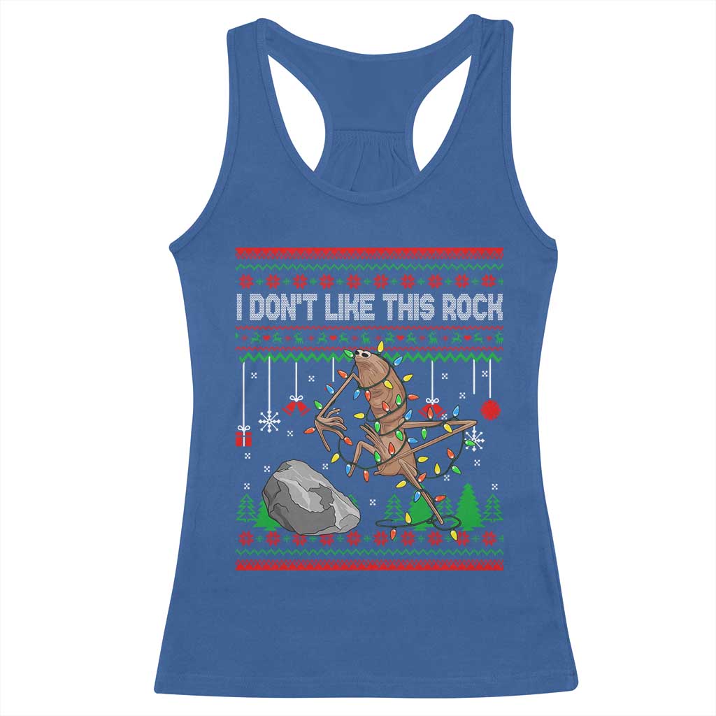Christmas Marcus The Worm Meme Racerback Tank Top I Dont Like This Rock Brainrot Funny Ugly Xmas - Wonder Print Shop