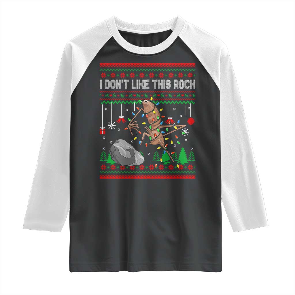 Christmas Marcus The Worm Meme Raglan Shirt I Dont Like This Rock Brainrot Funny Ugly Xmas - Wonder Print Shop