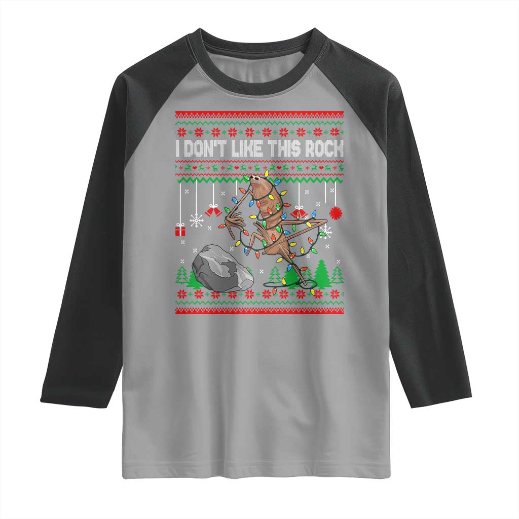 Christmas Marcus The Worm Meme Raglan Shirt I Dont Like This Rock Brainrot Funny Ugly Xmas - Wonder Print Shop