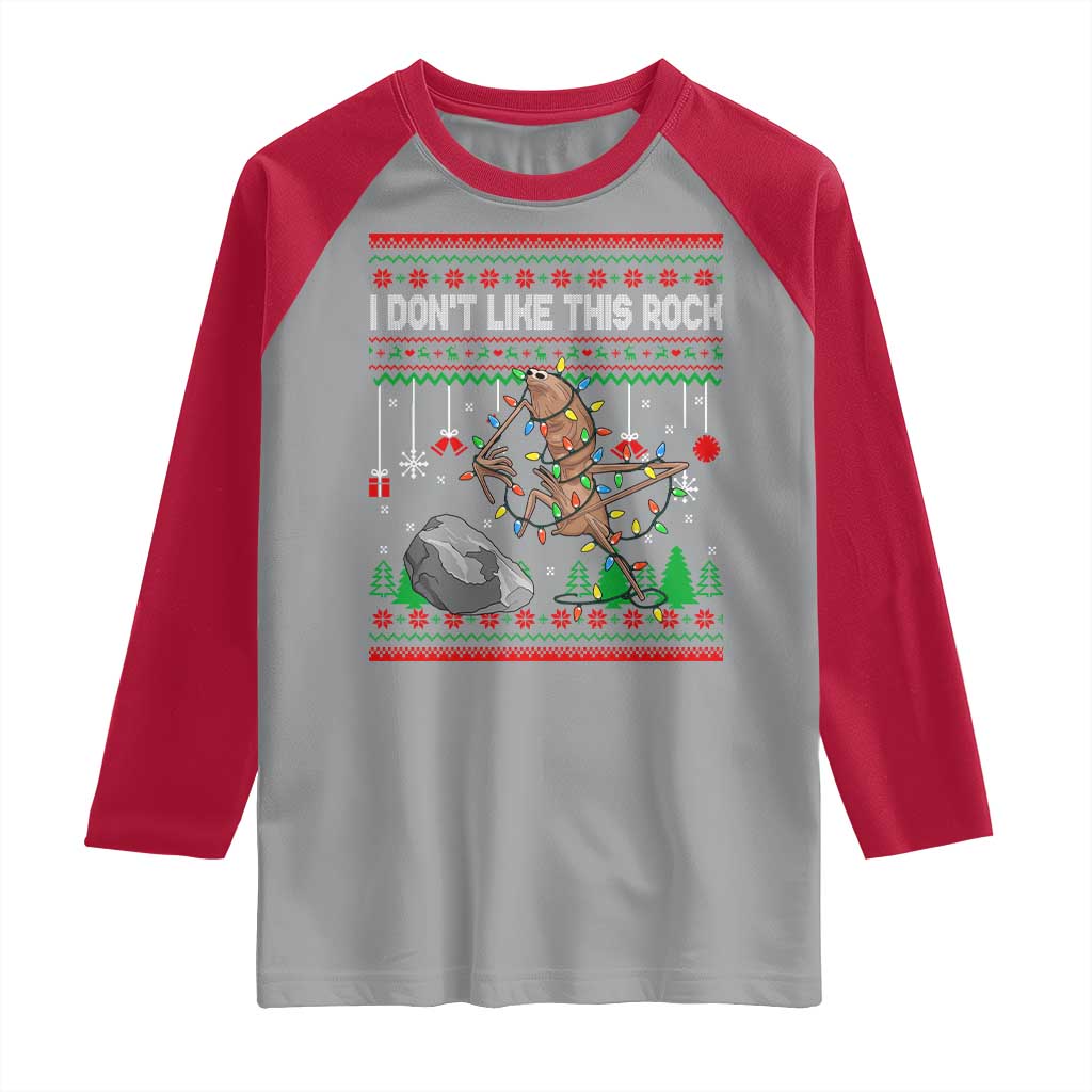 Christmas Marcus The Worm Meme Raglan Shirt I Dont Like This Rock Brainrot Funny Ugly Xmas - Wonder Print Shop