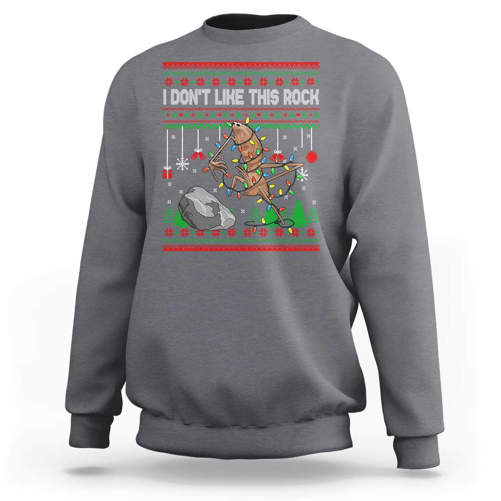 Christmas Marcus The Worm Meme Sweatshirt I Dont Like This Rock Brainrot Funny Ugly Xmas - Wonder Print Shop