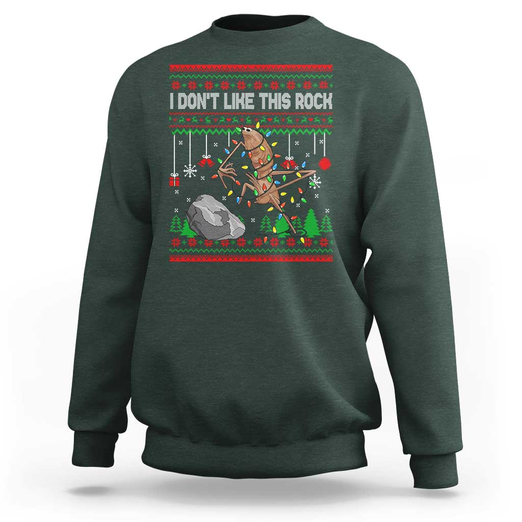 Christmas Marcus The Worm Meme Sweatshirt I Dont Like This Rock Brainrot Funny Ugly Xmas - Wonder Print Shop