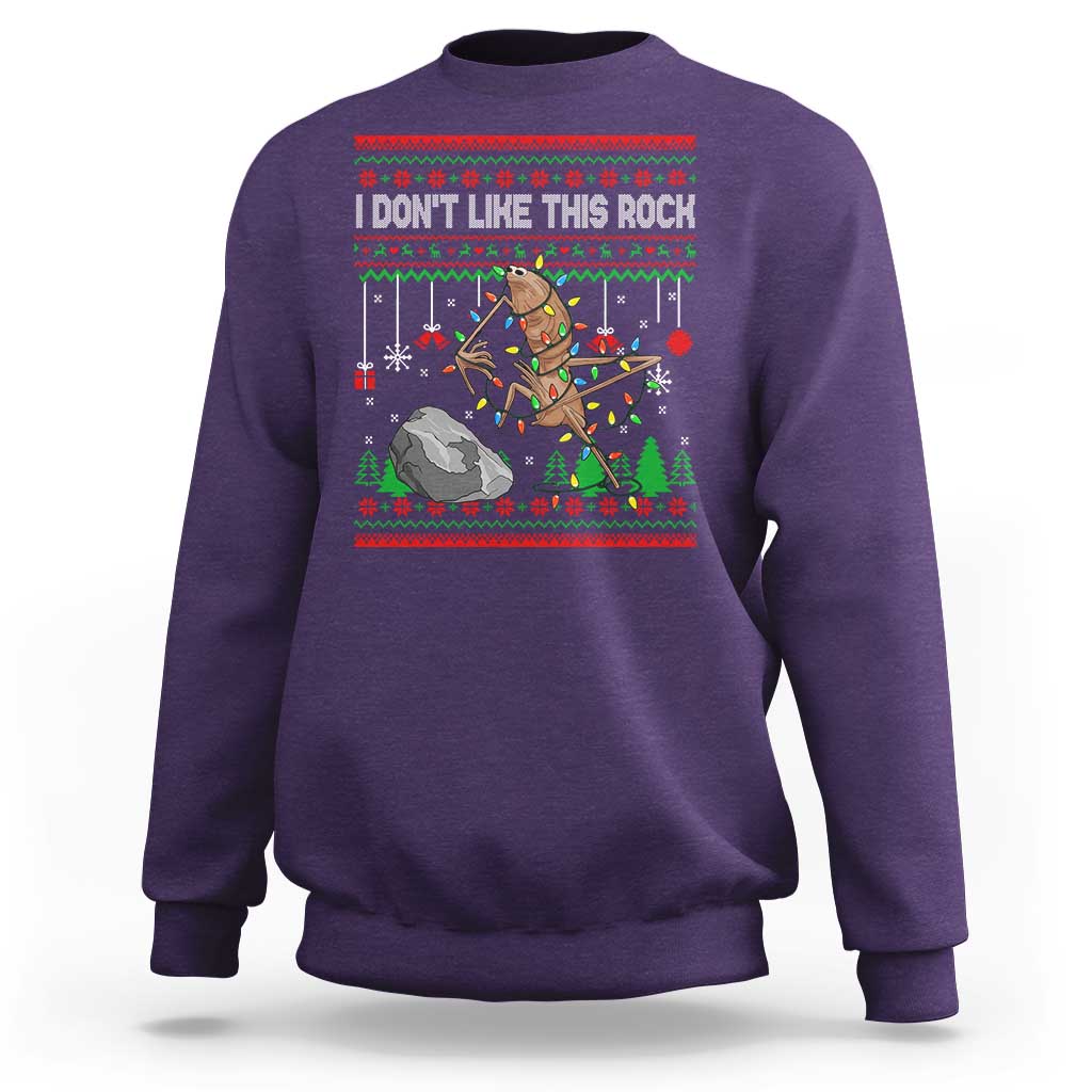 Christmas Marcus The Worm Meme Sweatshirt I Dont Like This Rock Brainrot Funny Ugly Xmas - Wonder Print Shop