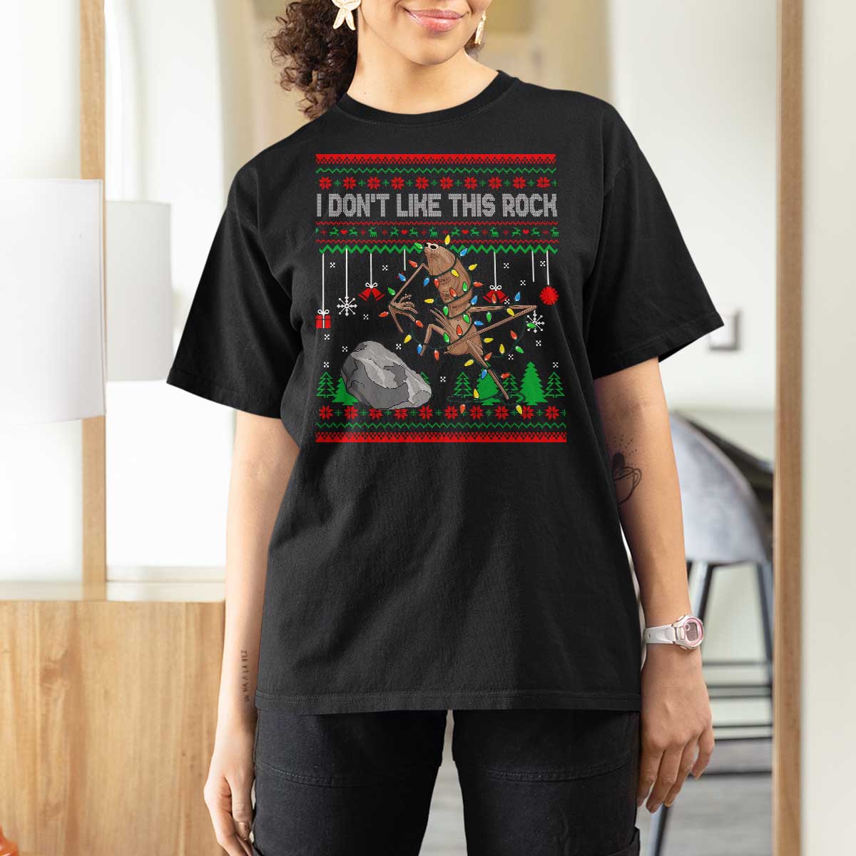 Christmas Marcus The Worm Meme T Shirt For Women I Dont Like This Rock Brainrot Funny Ugly Xmas - Wonder Print Shop